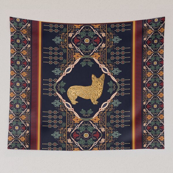 Artikelvorschau, Vintage goldener Corgi mit Blumenmustern entworfen und verkauft von Clitus.