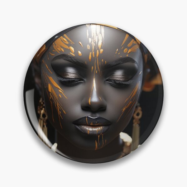 Item preview, African woman art, with gold jewelry designed and sold by Rockwpapart.