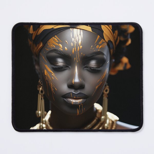 Item preview, African woman art, with gold jewelry designed and sold by Rockwpapart.