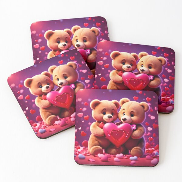 Item preview, Teddy  celebrating Valentines day, randome floating love hearts designed and sold by Colin Bentham.