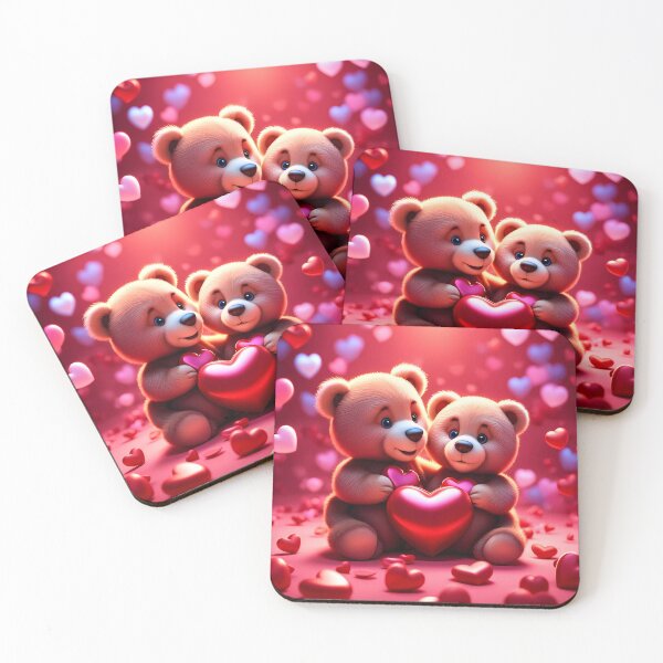 Item preview, Teddy  celebrating Valentines day, randome floating love hearts designed and sold by Colin Bentham.