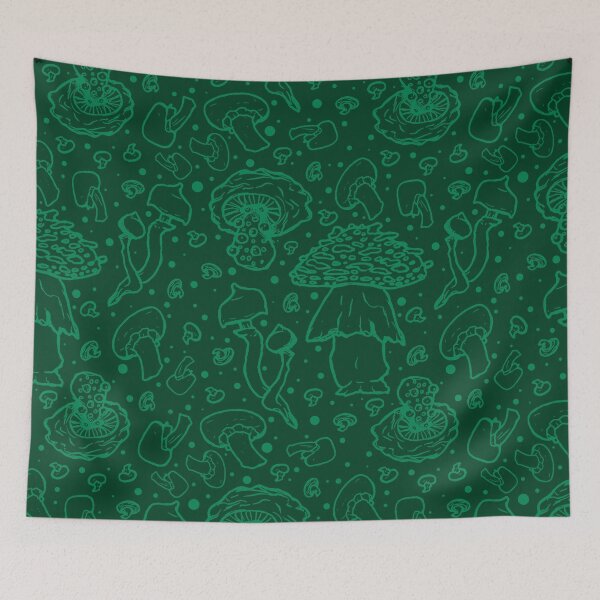 Aperçu de l'œuvre Motif champignon rétro années 70 couleur bleu sarcelle Groovy Funky répétition Nature Hippie Hippy Boho années 1970 années 60 sorcière Vintage créée et vendue par SugaredTea.