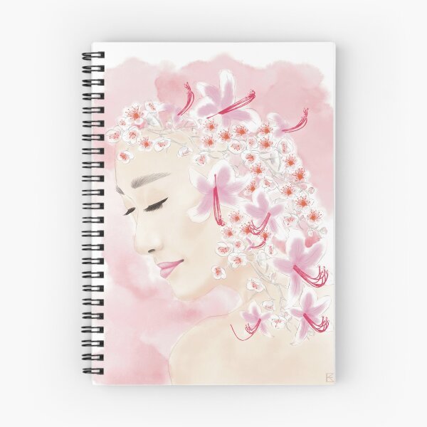 Item preview, Ashanti- Asian Woman, Red Pink Flowers (portrait), Digital Watercolour  designed and sold by written4r7.