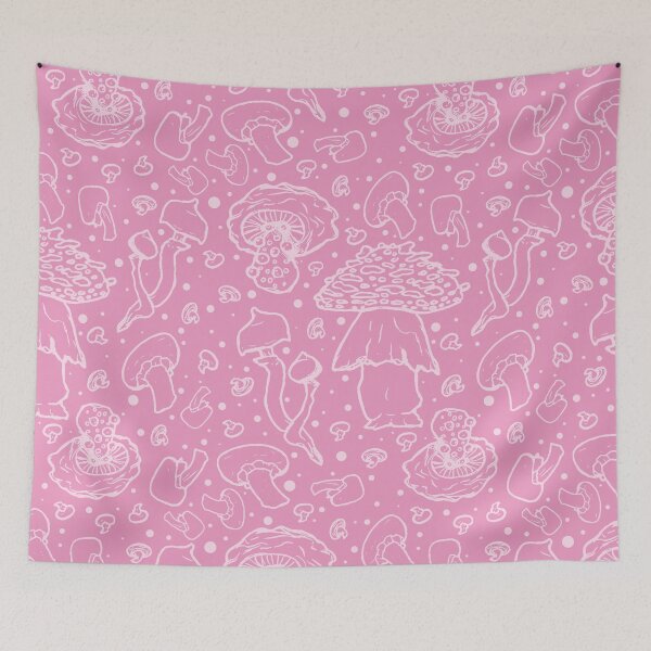Item preview, Mushroom Pattern Retro 70s Color Pink Groovy Funky Repeating Nature Hippie Hippy Boho 1970s 60s Witchy Vintage designed and sold by SugaredTea.