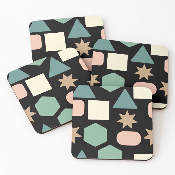 Item preview, geometric shapes on black pattern designed and sold by TaarsDesigns.