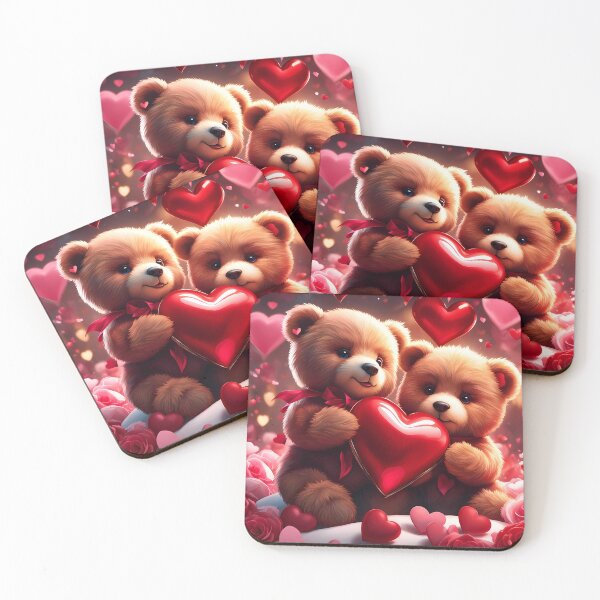 Item preview, Teddy  celebrating Valentines day, randome floating love hearts designed and sold by Colin Bentham.