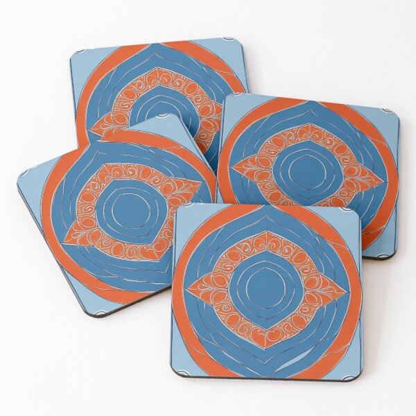 Item preview, Light Blue & Orange Meander designed and sold by TondoMeander.