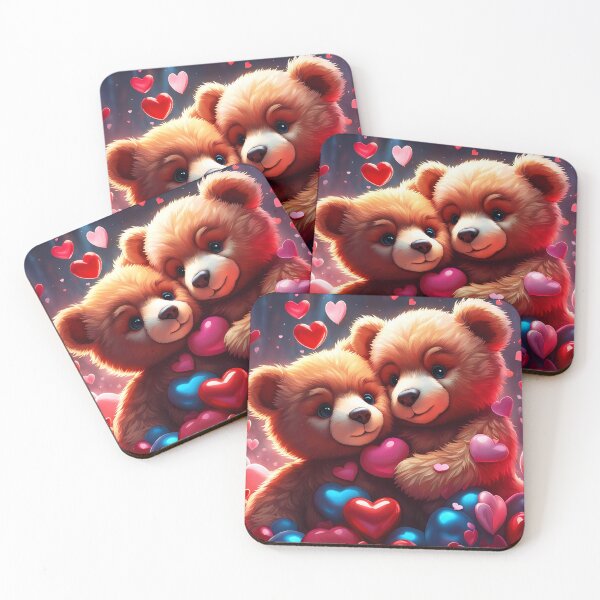 Item preview, Teddy  celebrating Valentines day, randome floating love hearts designed and sold by Colin Bentham.