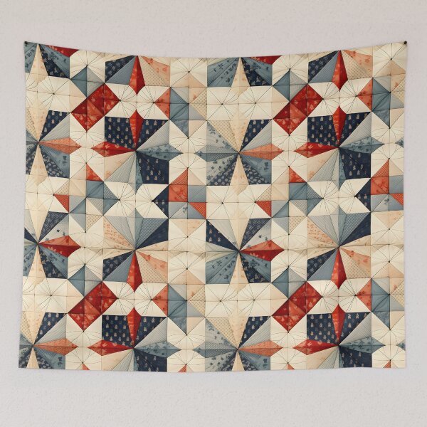 Item preview, Retro 30s Geometric Distressed Patchwork Quilt Pattern designed and sold by SecretDicer.