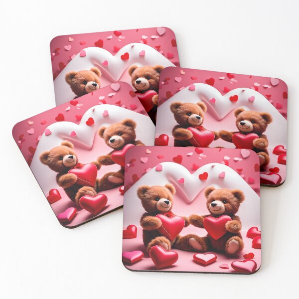 Item preview, Teddy celebrating Valentines day, randome floating love hearts designed and sold by Colin Bentham.