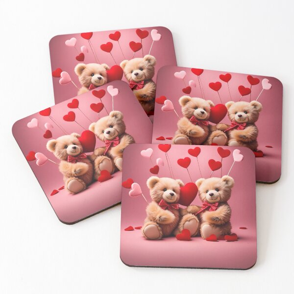 Item preview, Teddy celebrating Valentines day, randome floating love hearts designed and sold by Colin Bentham.