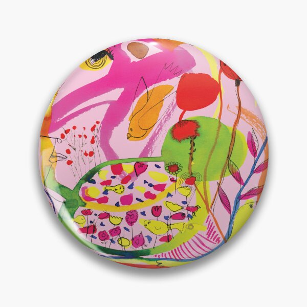 Item preview, a perfect garden day, colorful art with a pink background designed and sold by mariska eyck.
