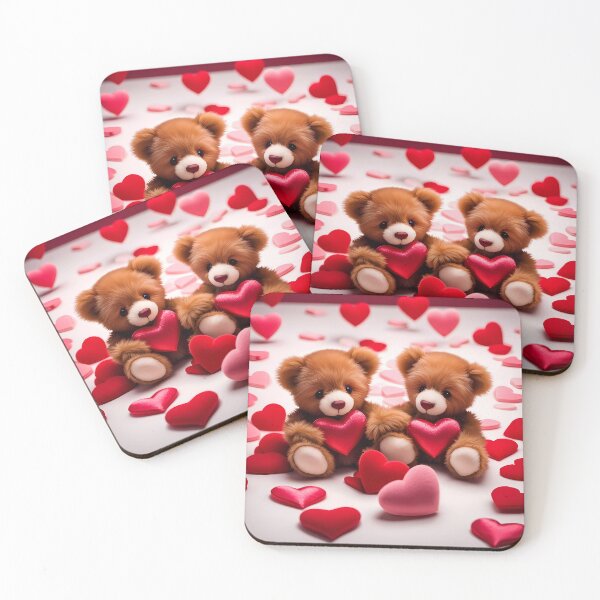 Item preview, Teddy celebrating Valentines day, randome floating love hearts designed and sold by Colin Bentham.