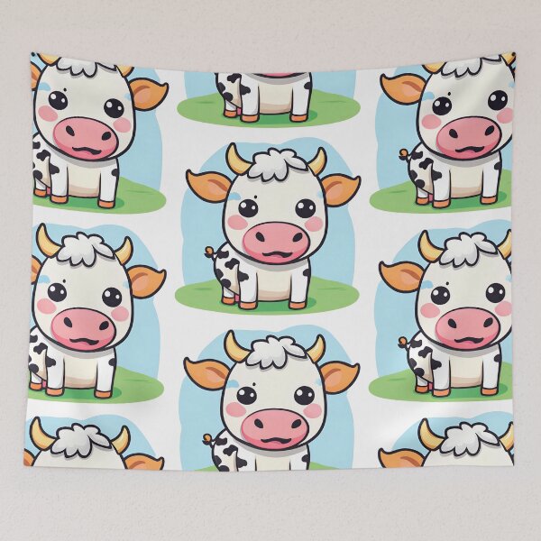 Item preview, Cute Kawaii Cow, Cow in a farm, Cute Animals designed and sold by PurpleWay.