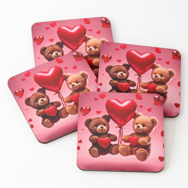 Item preview, Teddy celebrating Valentines day, randome floating love hearts designed and sold by Colin Bentham.