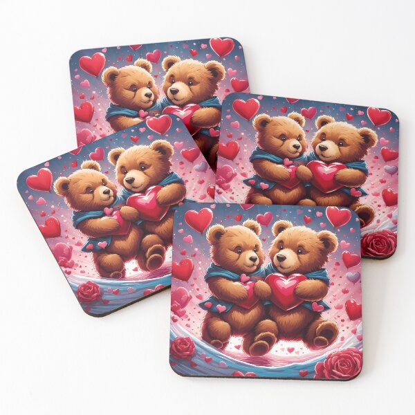 Item preview, Teddy celebrating Valentines day, randome floating love hearts designed and sold by Colin Bentham.