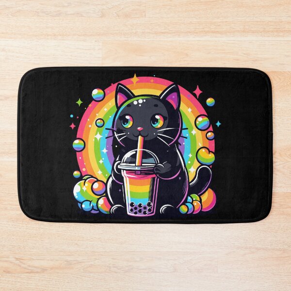 Item preview, Cat Drinking Rainbow Bubble Tea designed and sold by Kawaii-n-Spice.