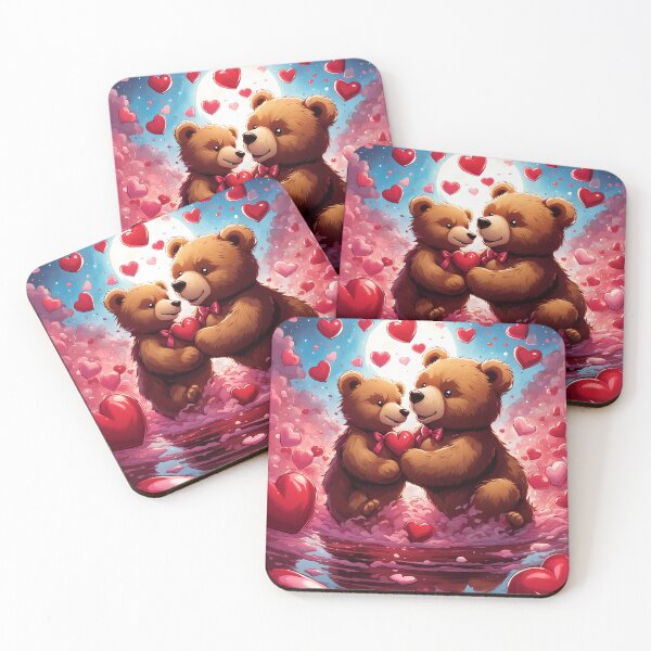 Item preview, Teddy celebrating Valentines day, randome floating love hearts designed and sold by Colin Bentham.