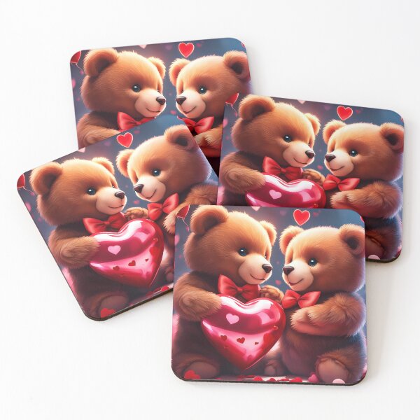 Item preview, Teddy celebrating Valentines day, randome floating love hearts designed and sold by Colin Bentham.