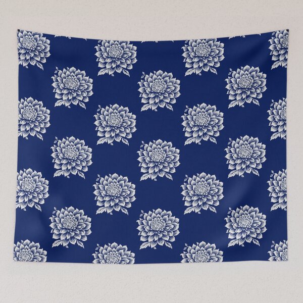 Item preview, Dalia Flower: Navy Blue Pattern designed and sold by AnnDart.