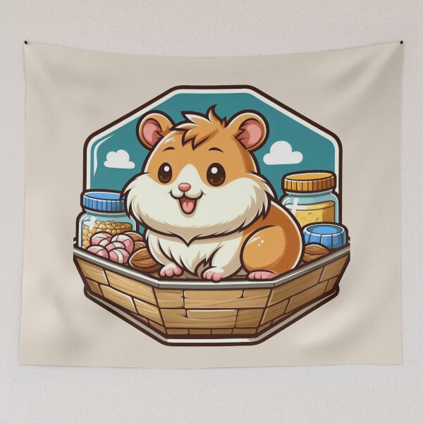 Item preview, Happy Hamster Cottagecore Cartoon Illustration Drawing designed and sold by CoffeeIsATrip.