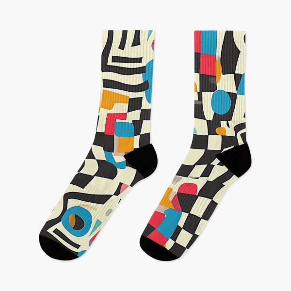 Item preview, Colorful Figures Shapes  - Optical illusion - oldschool painting like pattern designed and sold by Sp3ctrumOfColor.