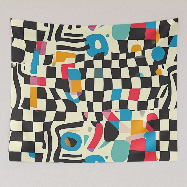 Item preview, Colorful Figures Shapes  - Optical illusion - oldschool painting like pattern designed and sold by Sp3ctrumOfColor.