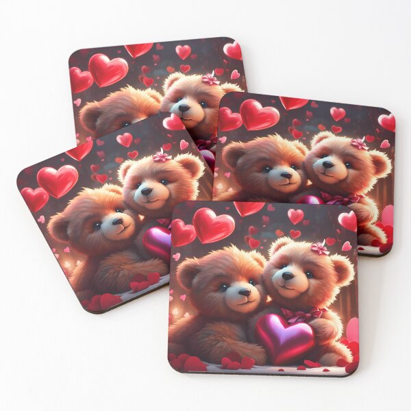 Item preview, Teddy celebrating Valentines day, randome floating love hearts designed and sold by Colin Bentham.