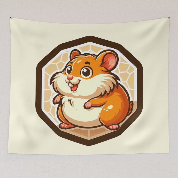 Item preview, Chonky Thicc Happy Hamster Cartoon Illustration Drawing designed and sold by CoffeeIsATrip.