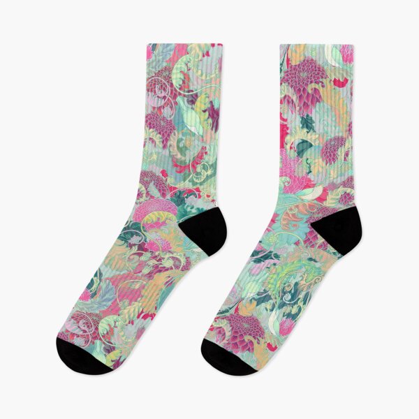 Item preview, psychedelic pop colorful pastel whimsical songbird floral chinoiserie repeating pattern design NOT AI designed and sold by Ruth Cadioli.