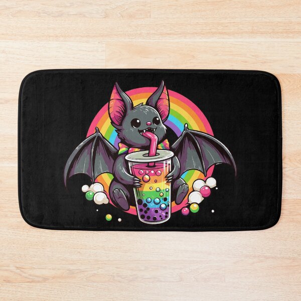 Item preview, Bat Drinking Bubble Tea - Rainbow Bubble Tea designed and sold by Kawaii-n-Spice.