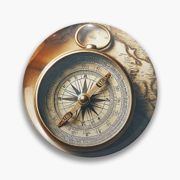 Item preview, Vintage navigation ensemble – historical compass and world map designed and sold by pod24.