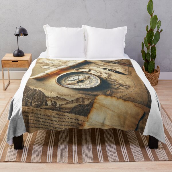 Item preview, Vintage navigation ensemble – historical compass and world map designed and sold by pod24.