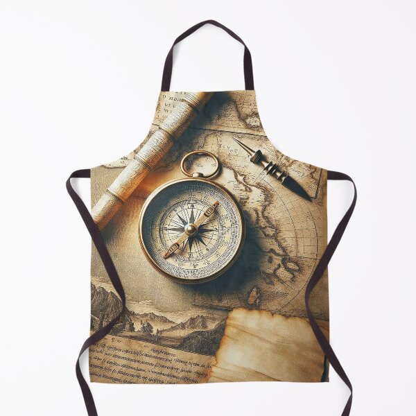 Item preview, Vintage navigation ensemble – historical compass and world map designed and sold by pod24.