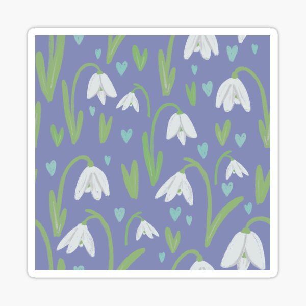 Snowdrop pattern with hearts Sticker