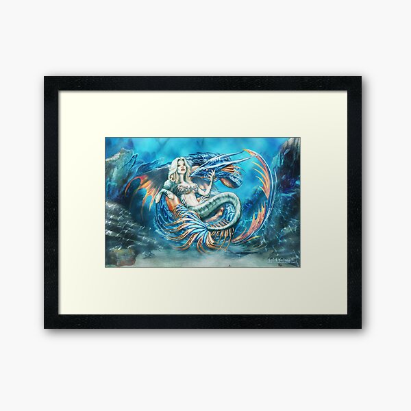 Tempest - Mermaid with Sea Dragon Framed Art Print