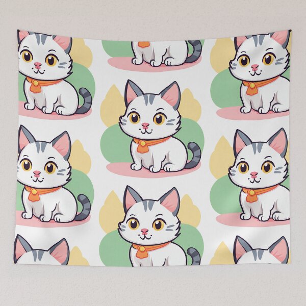 Item preview, Cute cat with colorful background, kawaii cat designed and sold by PurpleWay.