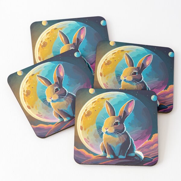 Item preview, Bunny rabbit space moon galaxy neon colors extraterrestrial cute art designed and sold by Meena-tta.