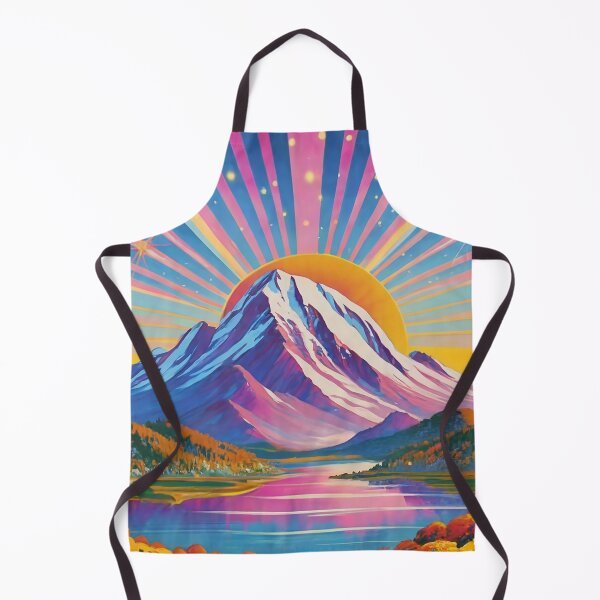 Item preview, Pink Mountain with Sun's Rays and Lake - Vivid Colors - Mod Style 60's 70's Retro designed and sold by Loving Nature Gifts.