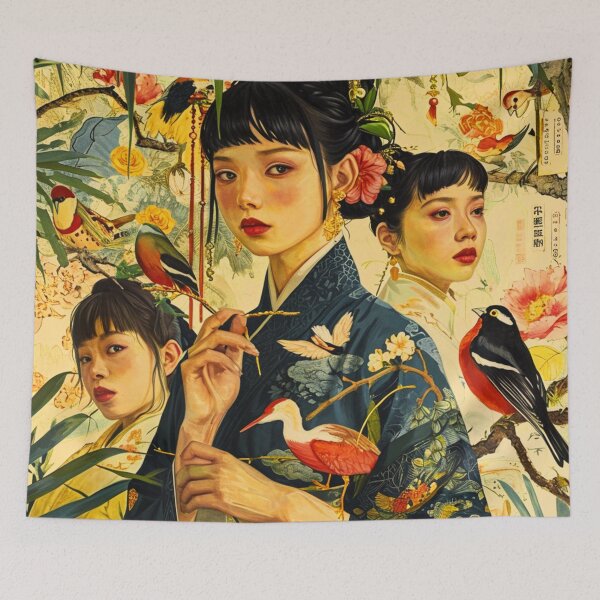 Item preview, Oriental Women Amidst Wildlife  designed and sold by JustArtDesign9.