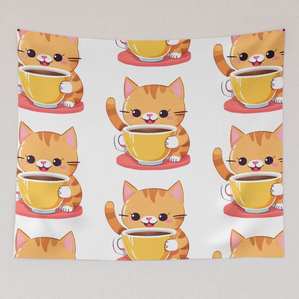 Item preview, Cat drinking coffee from a big cup, Coffee lover, cat lover designed and sold by PurpleWay.