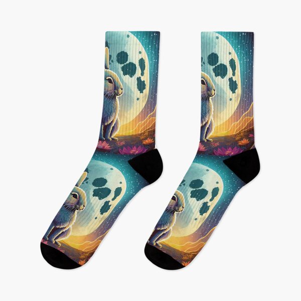 Item preview, Bunny rabbit space moon galaxy neon colors extraterrestrial cute art designed and sold by Meena-tta.