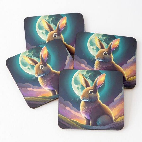 Item preview, Bunny rabbit space moon galaxy neon colors extraterrestrial cute art designed and sold by Meena-tta.
