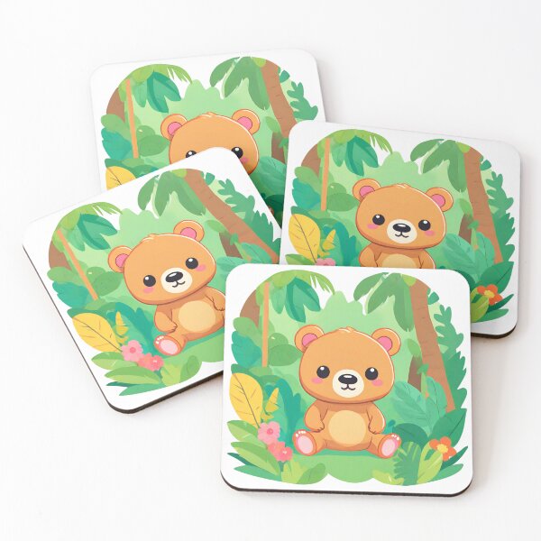 Item preview, Cute bear in a jungle, kawaii bear, jungle designed and sold by PurpleWay.