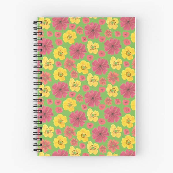 Item preview, Patrón de flores de verano retro en verde designed and sold by Blooming June Design.