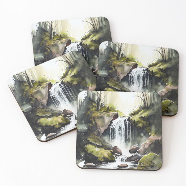 Item preview, A Picturesque Waterfall Cascading Over Mossy Rocks designed and sold by Peek-Designs.