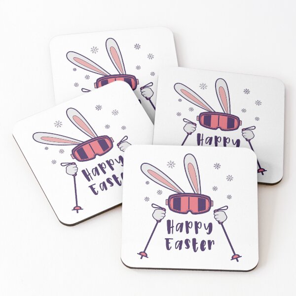 Item preview, Happy Easter from Skiing Rabbit with ski poles designed and sold by HandicraftArt.