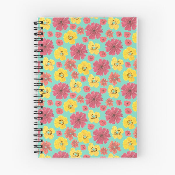 Item preview, Patrón de flores de verano retro en azul designed and sold by Blooming June Design.