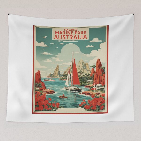 Artikelvorschau, Sea World Marine Park Australien Tourismus Vintage Poster 2 entworfen und verkauft von TravelersGems.