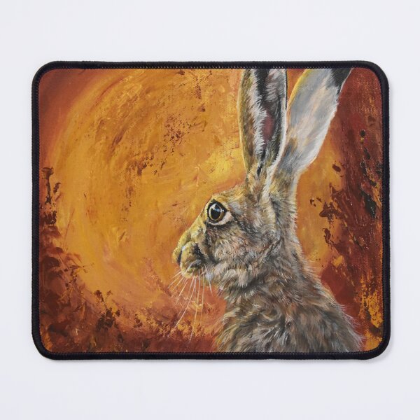 Item preview, Hare on red background with gold sun designed and sold by Debbie’s Sketchbook.